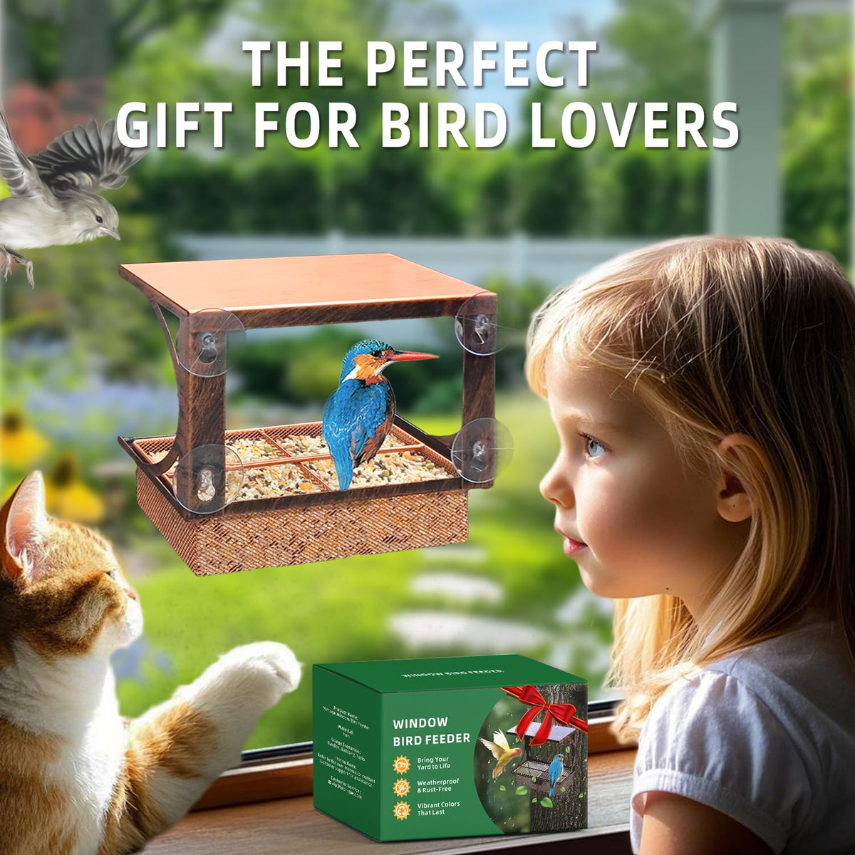 Ellfoe hand-painted feeder with a vintage finish that attracts birds.