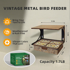 Ellfoe metal bird feeder in iron construction for durability and longevity.