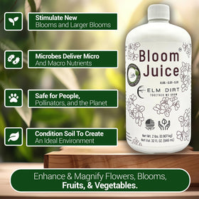 Elm Dirt Bloom Juice dilution mix demonstrates simple watering for thriving blooms.