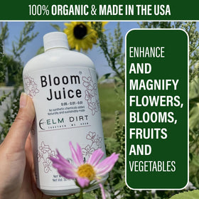 Elm Dirt Bloom Juice indoor garden setup highlights convenient, soil-friendly fertilization.