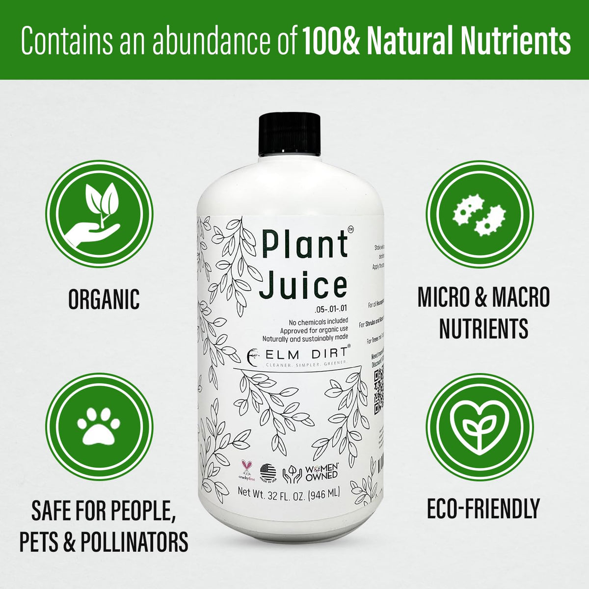 Garden roses and hydrangeas thriving with Elm Dirt Plant Food.