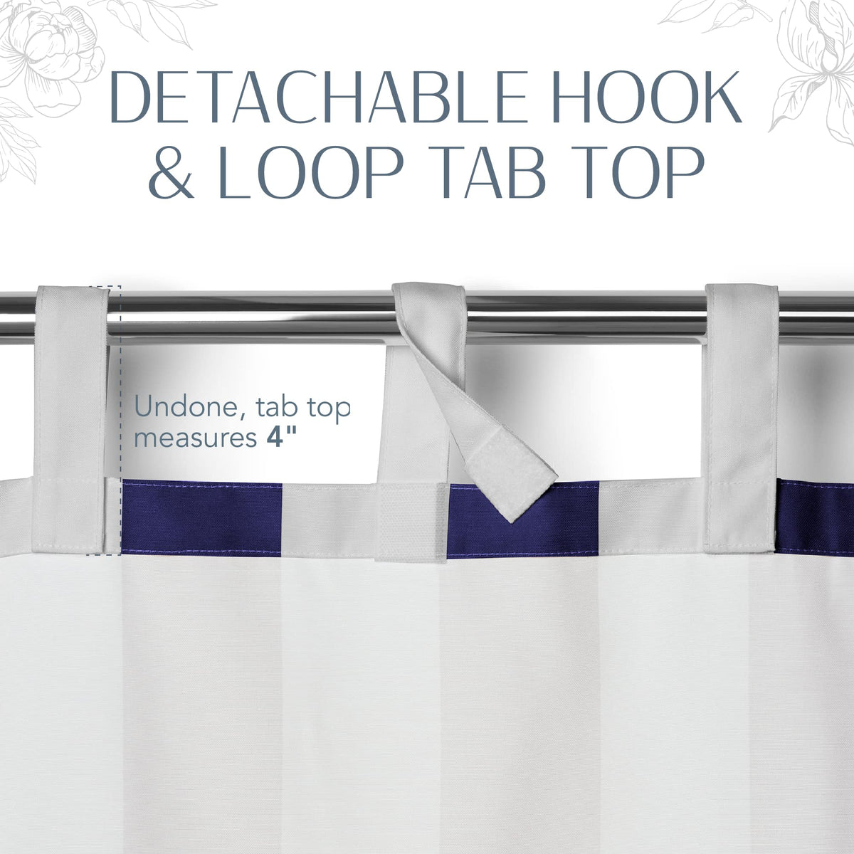 Patio or cabana scene featuring Elrene Highland Stripe curtain, water-resistant protection.
