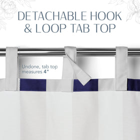 Patio or cabana scene featuring Elrene Highland Stripe curtain, water-resistant protection.