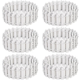 Elsjoy white mini fairy garden fence, front view, ideal for crafts and potting.