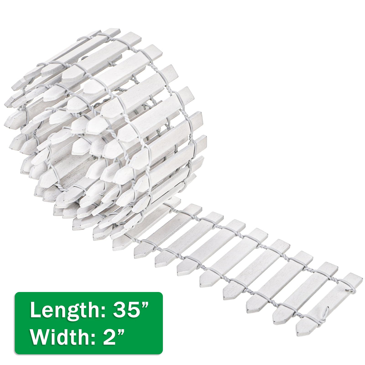 Elsjoy white mini fairy garden fence, garden-scene angle, enhances micro landscaping.
