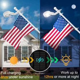 Elsollit clip-on design secures the light to flag poles for reliable lighting.