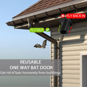 Elspezi bat exclusion device installed on gable vent to deter re-entry.