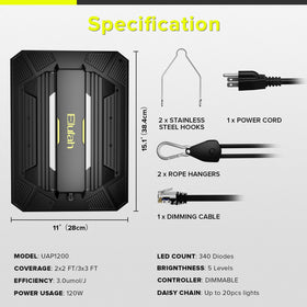 ELUFAH UAP1200 full-spectrum diodes emitting blue white and red light for growth