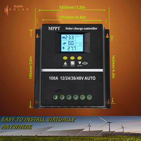 ELUSH 100A MPPT controller dual USB ports enable on-site device charging.