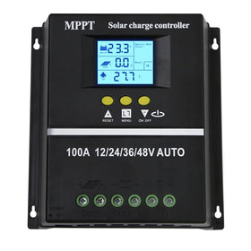 ELUSH 100A MPPT controller front display shows system status for easy off-grid management.