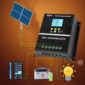ELUSH 100A MPPT controller seven modes menu simplifies solar system tuning.