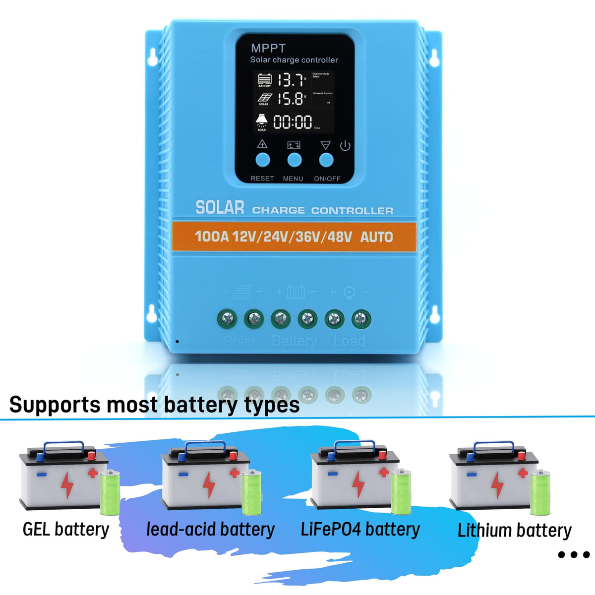 ELUSH controller DC outputs provide flexible charging for 12V systems.