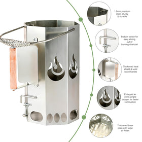 Ember Echo XL airflow ports emphasize rapid, even charcoal ignition.