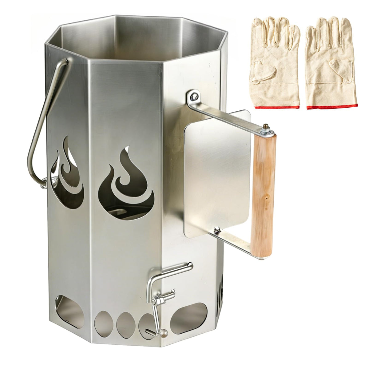 Ember Echo XL chimney starter seen from top, highlighting rugged 1.8mm steel build for quick, even ignition.