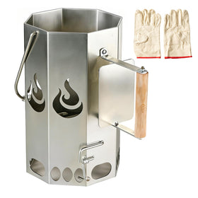 Ember Echo XL chimney starter seen from top, highlighting rugged 1.8mm steel build for quick, even ignition.