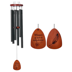 Emelunox inspirational wind chimes outside with wooden sail and deep tone tubes for ambience