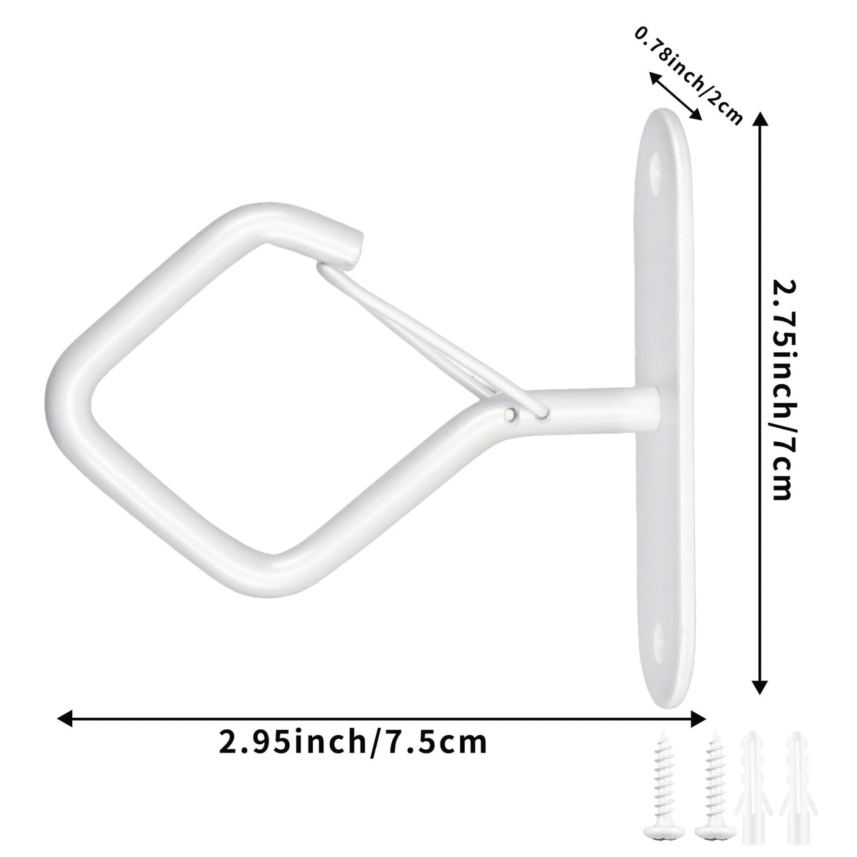 Emiluil white metal hook designed for wind chimes and outdoor use.