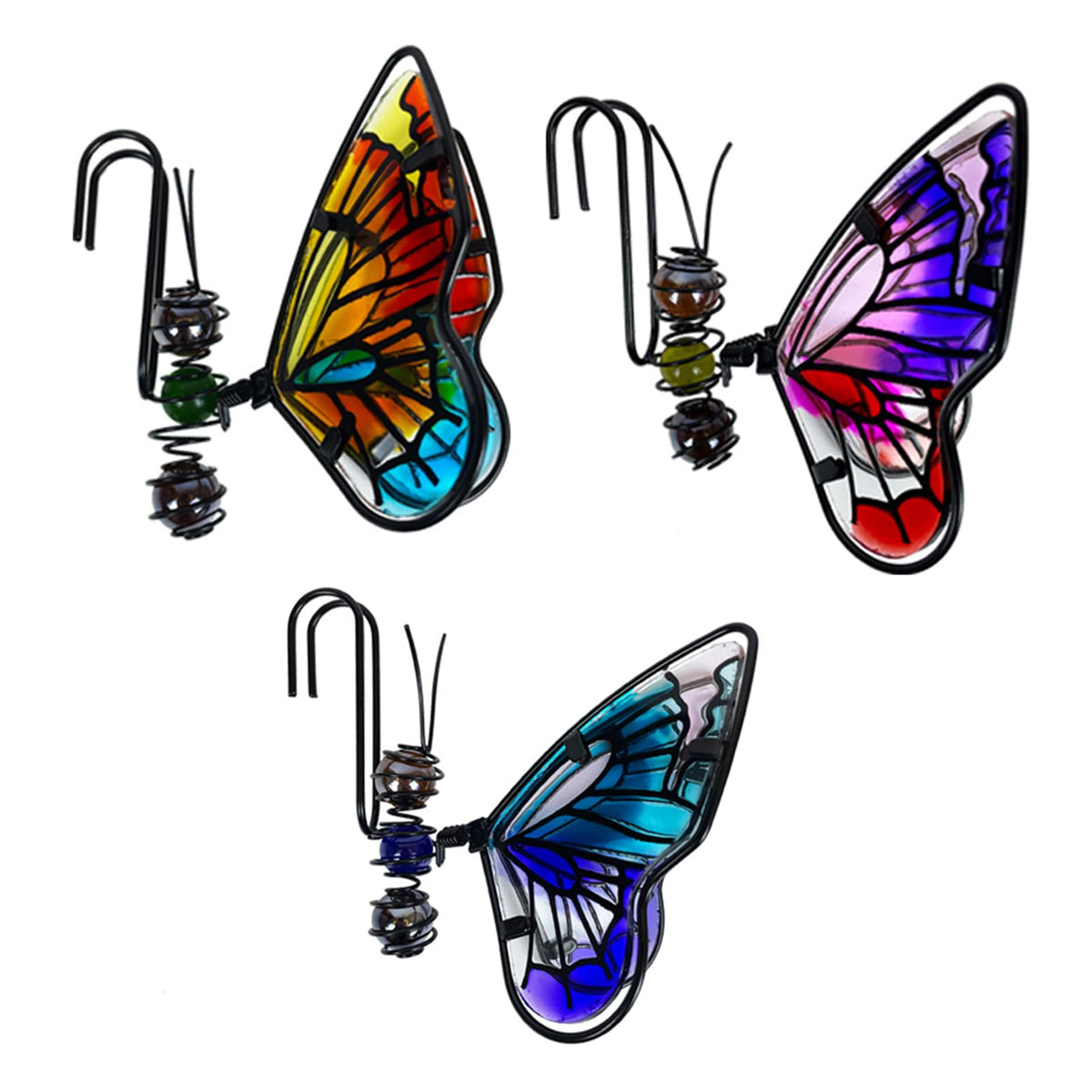 EMINGSKY butterfly decor on flowering pot boosts curb appeal with shimmering glass accents.