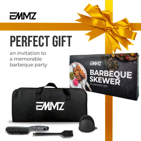 EMMZ flat stainless steel skewers with removable slider for versatile use.