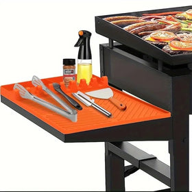 Emptycolor silicone grill mat shows perfect Blackstone fit for organized tools.