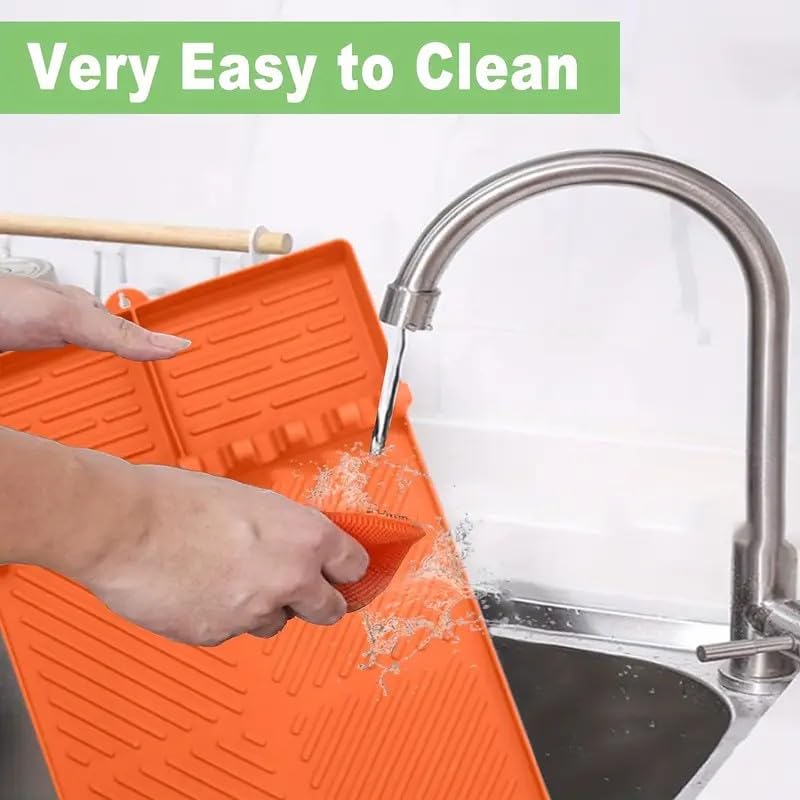 Multipurpose mat acts as tool station and oil bottle rest.