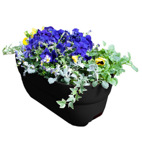 Emsco Bloomers rail planter on a deck rail with secure deck mounting