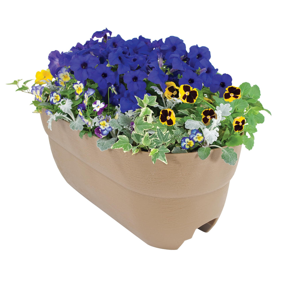 EMSCO Group Bloomers railing planter 24in side deck view for compact balcony gardening
