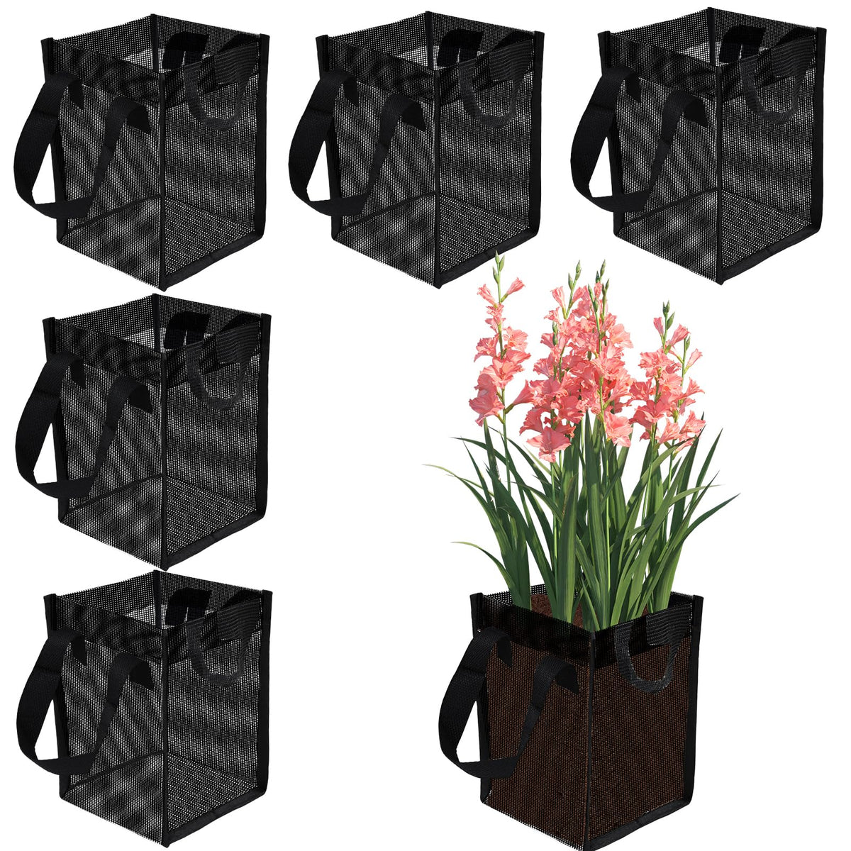 Emsiok 6-pack pond baskets with sturdy handles for easy relocation.