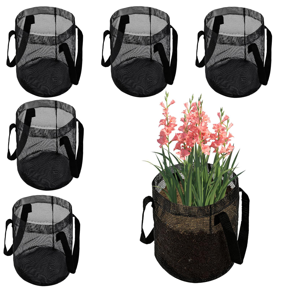Emsiok 6 pack mesh pond baskets with strong handles for easy planting