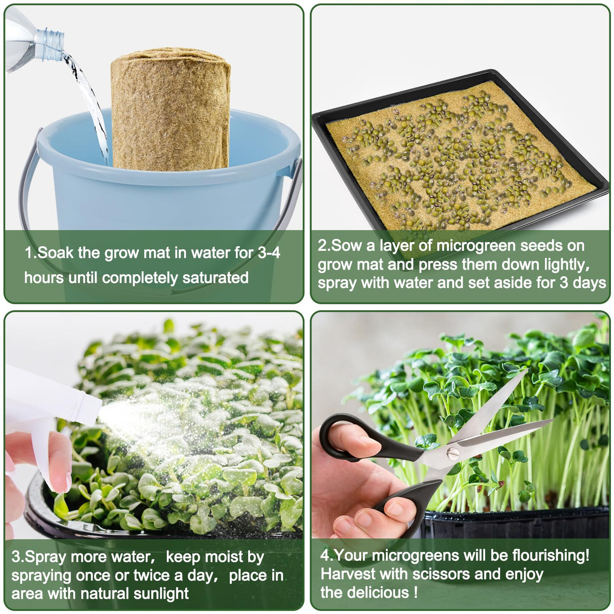 Emsiok biodegradable jute pad for eco-friendly, soil-free microgreens.