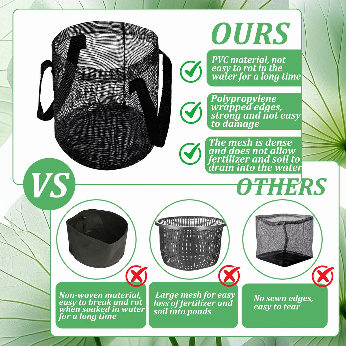 Emsiok breathable fine mesh design supports water access and soil retention