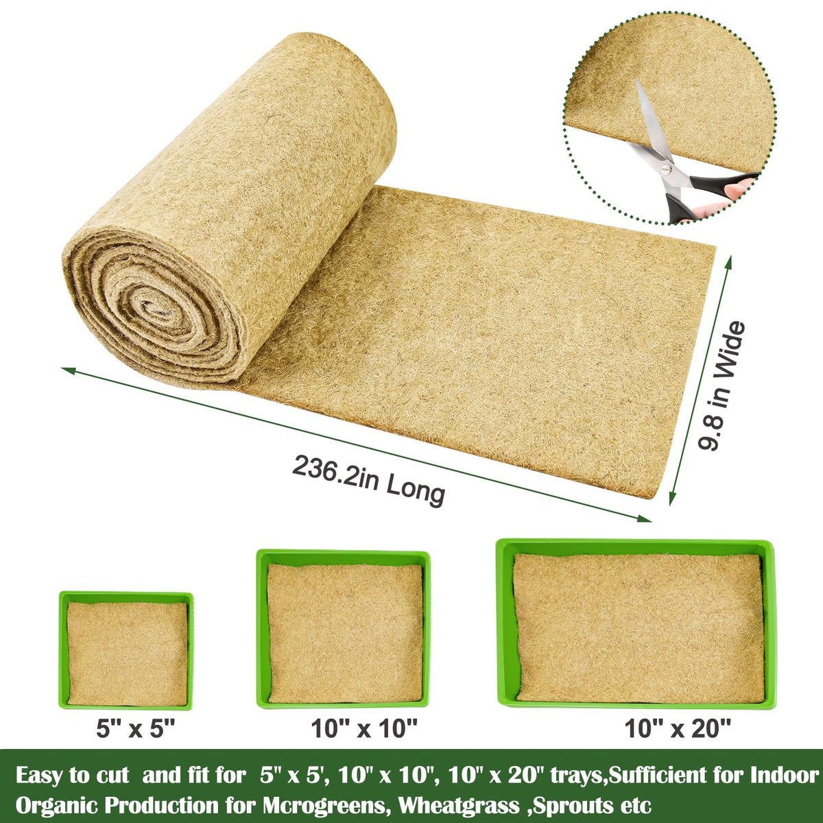 Emsiok hemp fiber seed-start mat shows breathable surface for healthy sprouts.