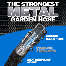 EMSON Hydrosteel 50ft hose shows flexible design for easy maneuvering around obstacles