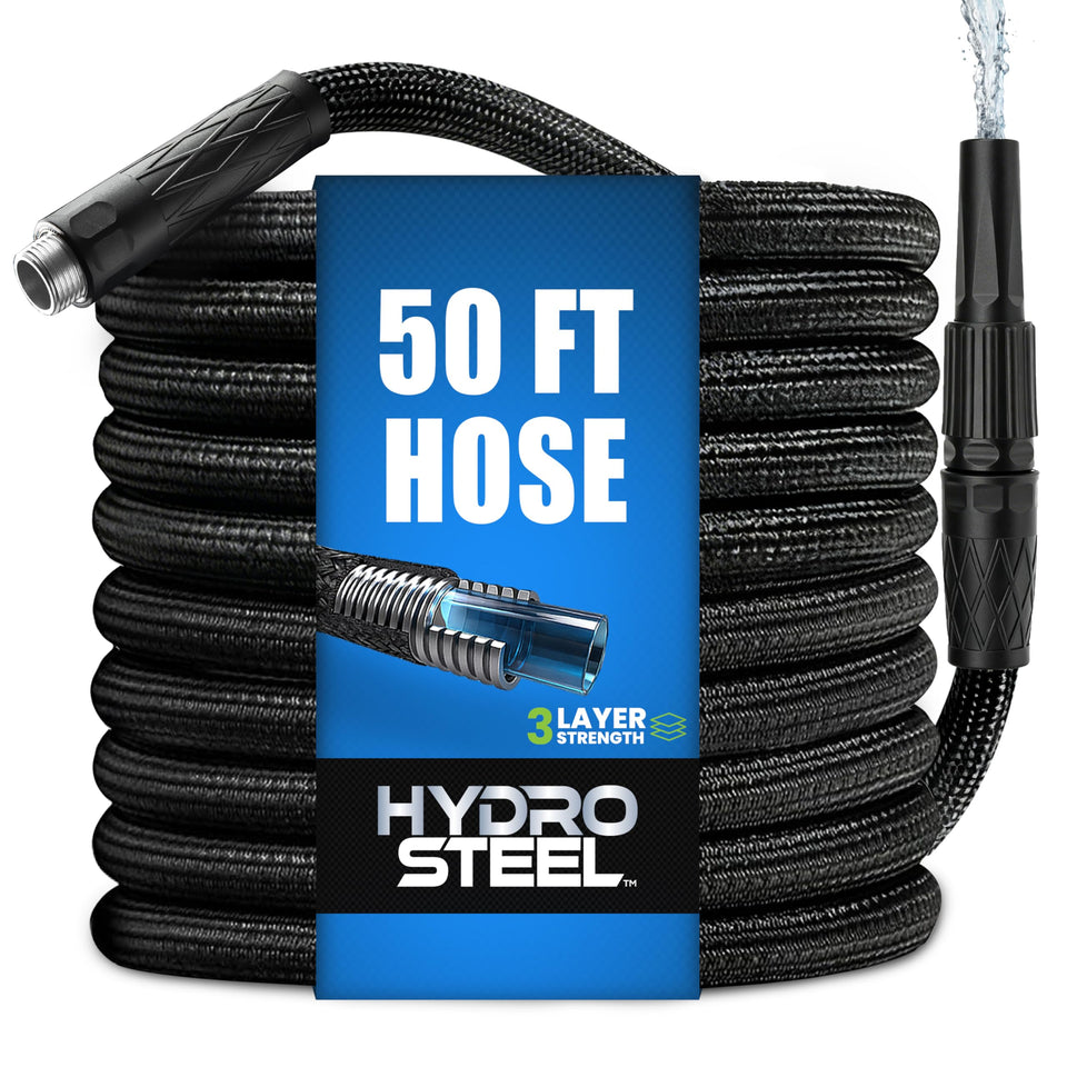 EMSON Hydrosteel 50 ft hose with steel wrap for durable outdoor watering