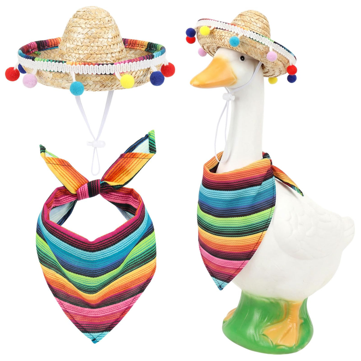 EMUTOL porch goose outfit sombrero on lawn statue to boost curb appeal