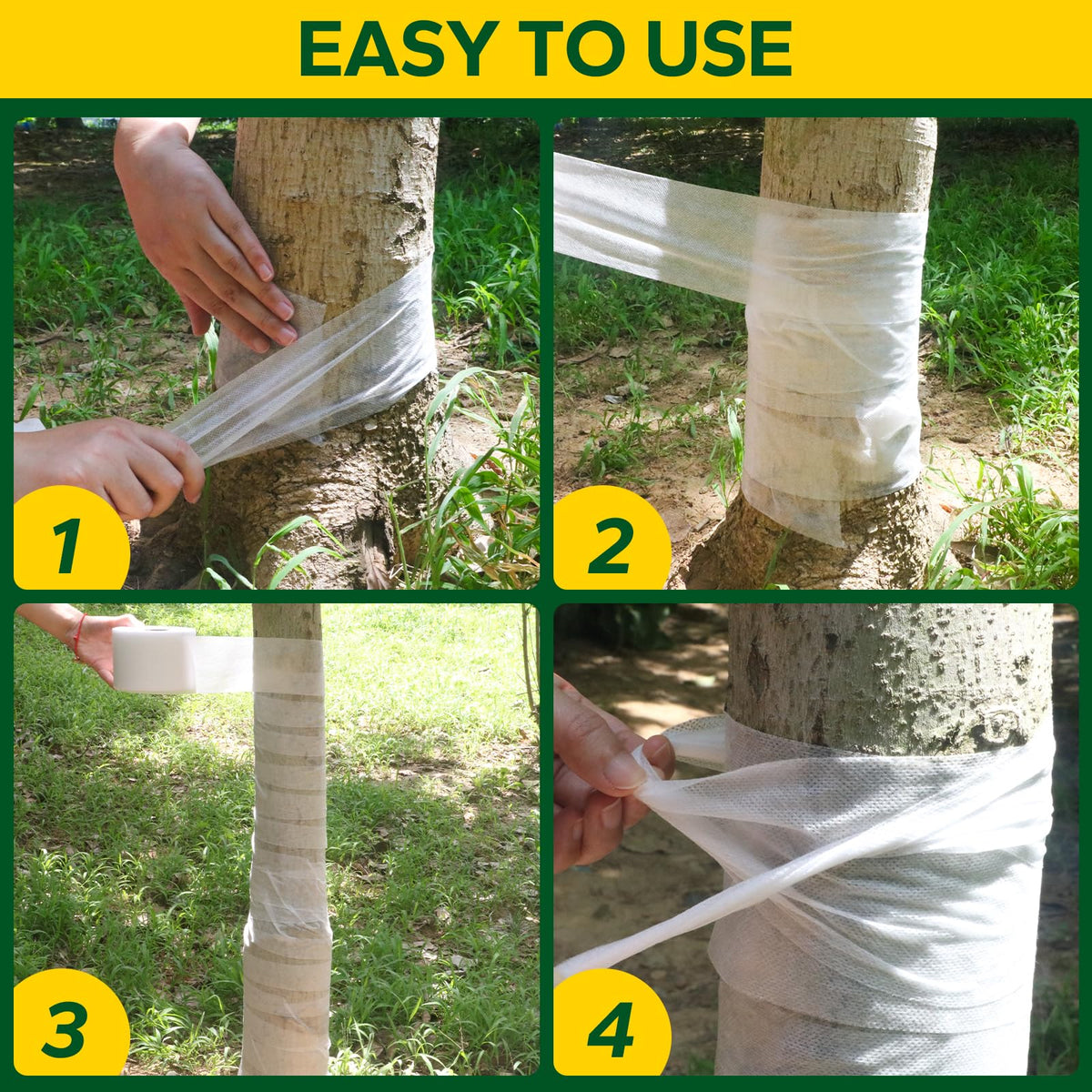 Emycool wrap secured at trunk base enabling easy protection.