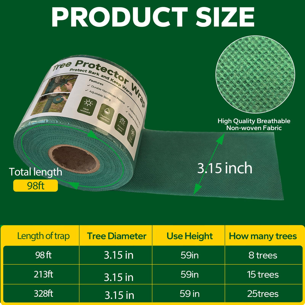 Easy-application steps for the Emycool tree wrap