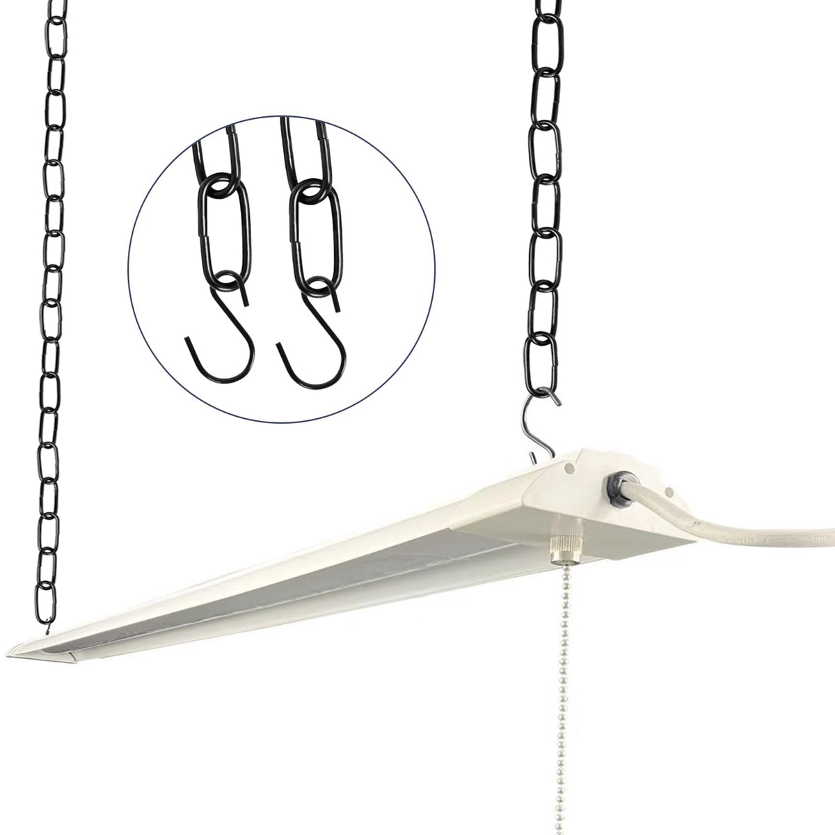 ENATECLITE 36-inch hanging chain length shown for versatile DIY installations.