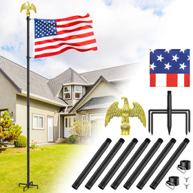 Enayplon 10 ft flag pole with eagle head for bold outdoor display