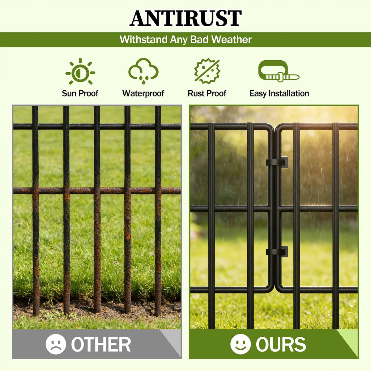 Enayplon rust-resistant coating resists weathering for long-term garden use.