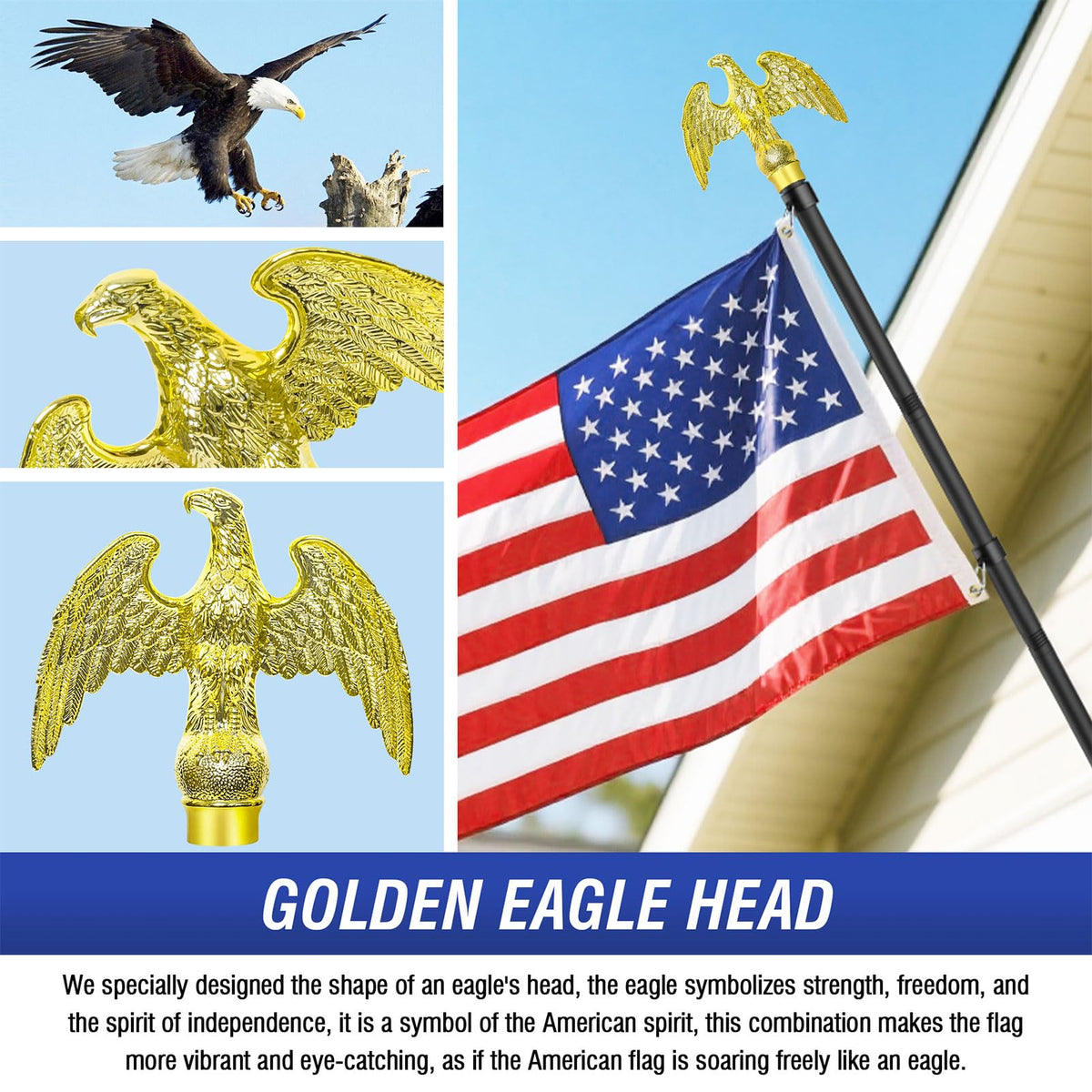 Enayplon all-in-one flag pole kit showing 3x5 flag and hardware included.