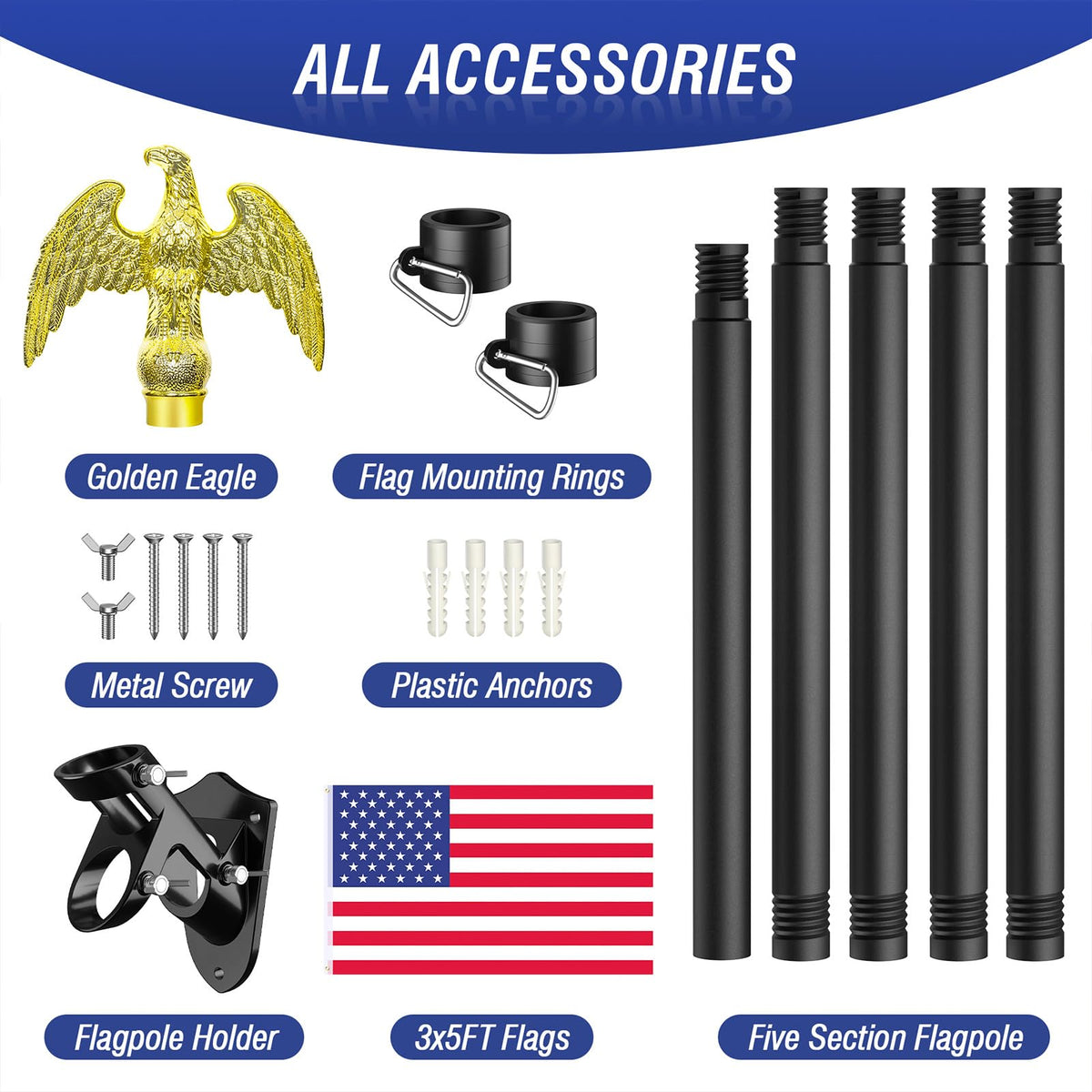 Enayplon patriotic flag kit ideal for Independence and Veterans Day celebrations.