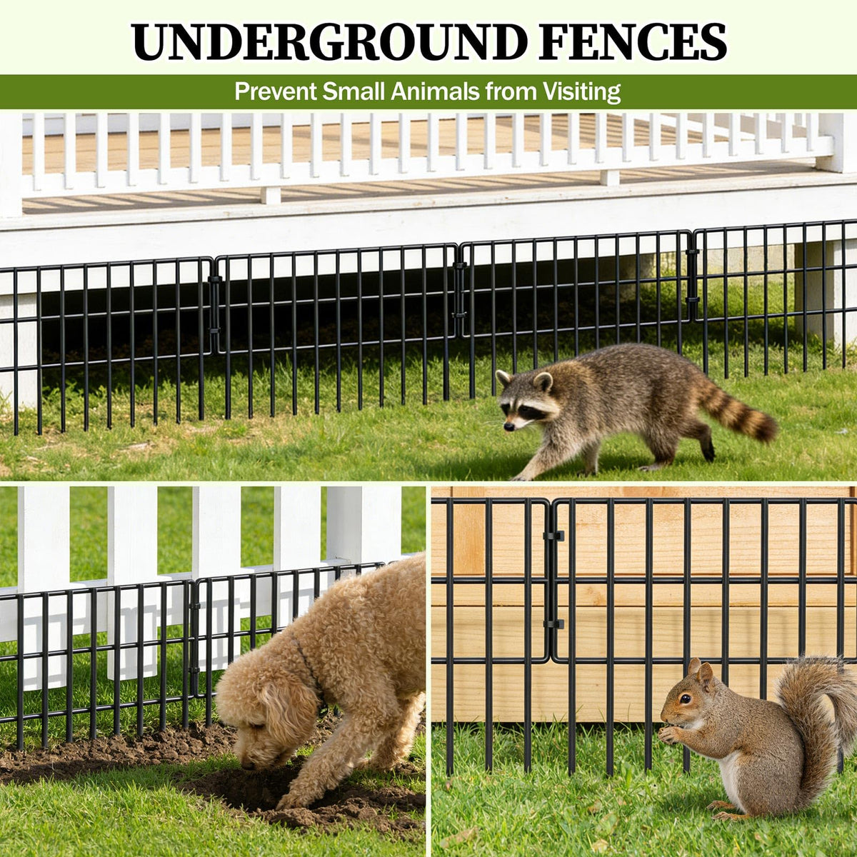 Enayplon 1.3in gap design deters rabbits, raccoons, and small intruders.