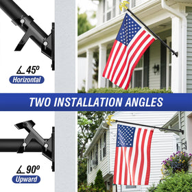 Enayplon two-position bracket enables horizontal or angled flag display.