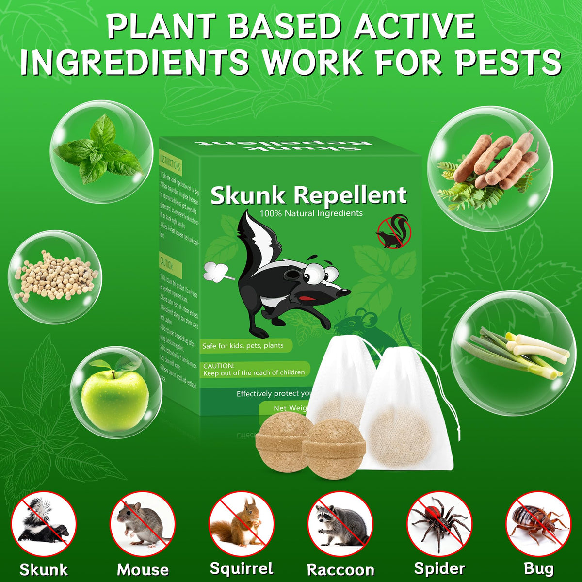 Enbabbor outdoor pest repellent pouches deter skunks and raccoons near sheds