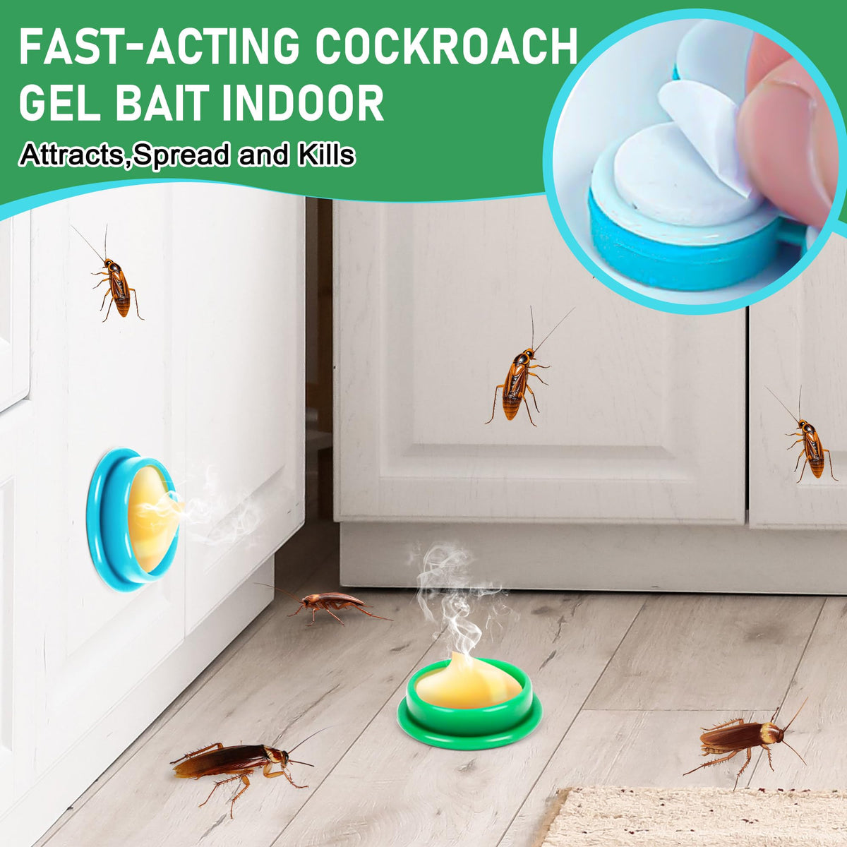 Enbabbor cockroach gel bait in kitchen area reduces roach activity
