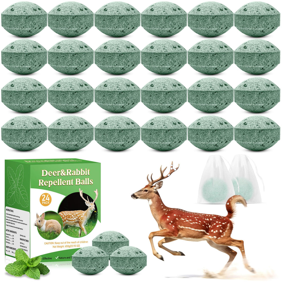 Enbabbor deer-rabbit-repellent-ball in outdoor packaging helps deter browsing animals
