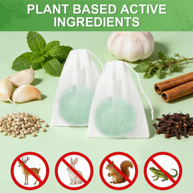 Enbabbor deer-rabbit-repellent-ball placed along beds provides ongoing deterrence for browsed plants
