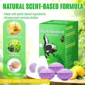Enbabbor Skunk Repellent application scene shows easy placement around garden beds.