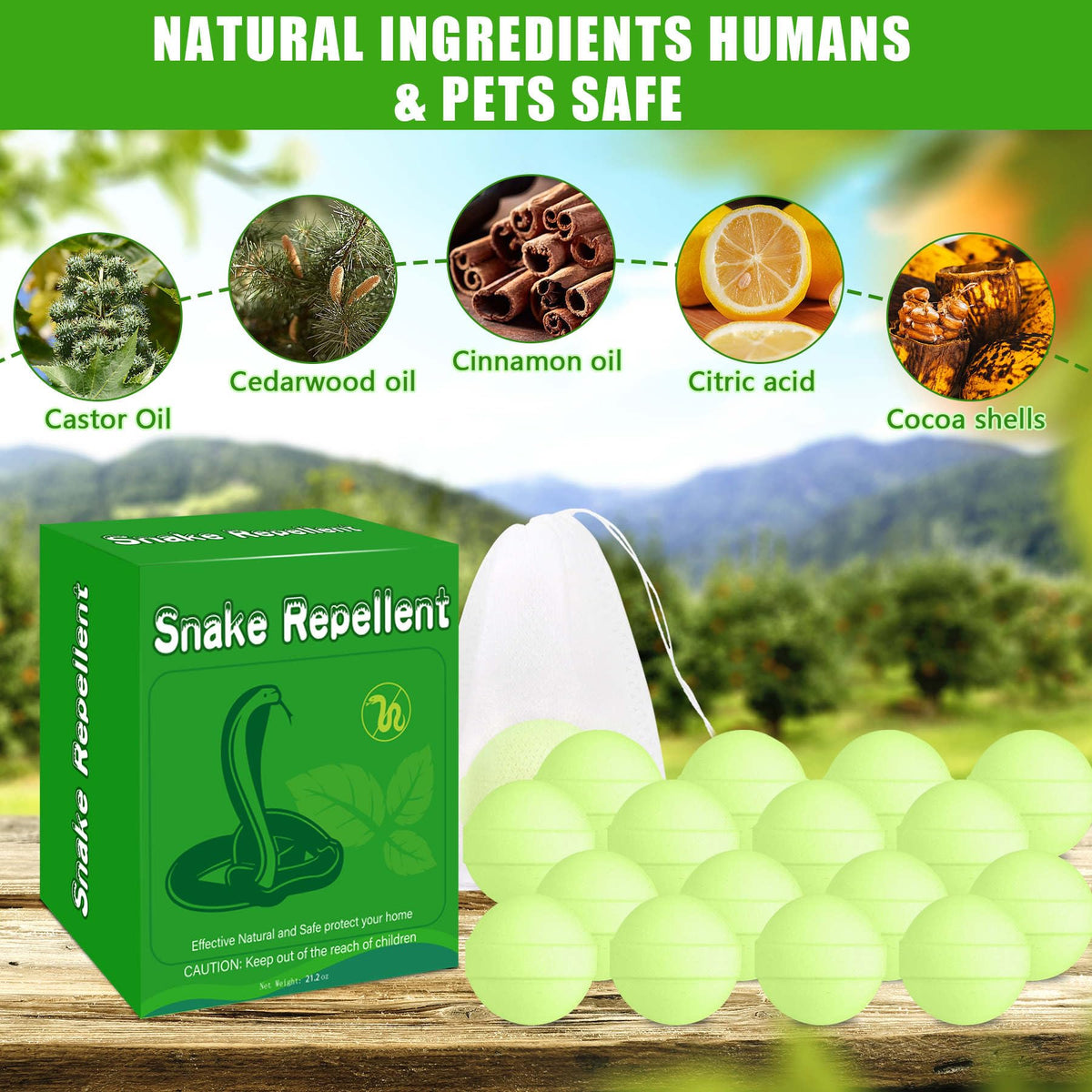 Enbabbor snake repellent balls on ground provide easy yard protection.